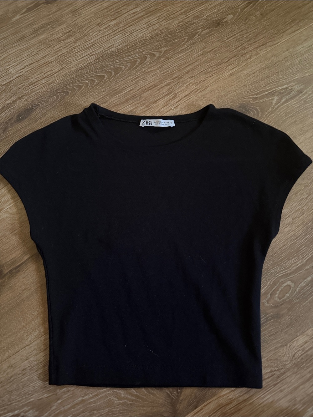 Zara Black Short Sleeve Crewneck Top
